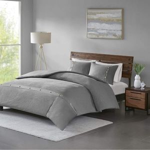 Madison Park Finley Duvet set Waffle Grey Modern.